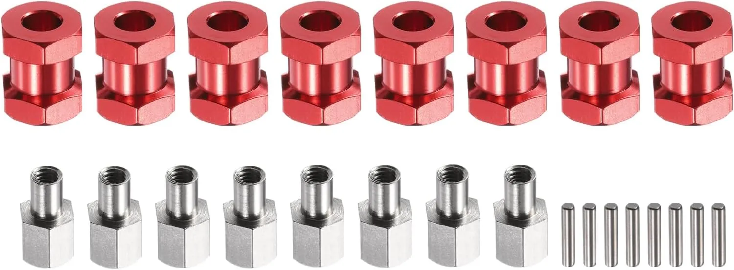 Hex Drive Hubs Adapter Combiner Coupler$ invariably tall erect Aluminum 15mm Extension with Nut Latch for 1/10 RC Crawler Car Parts$ Red MECCANIXITY 8pcs 12mm Wheel 