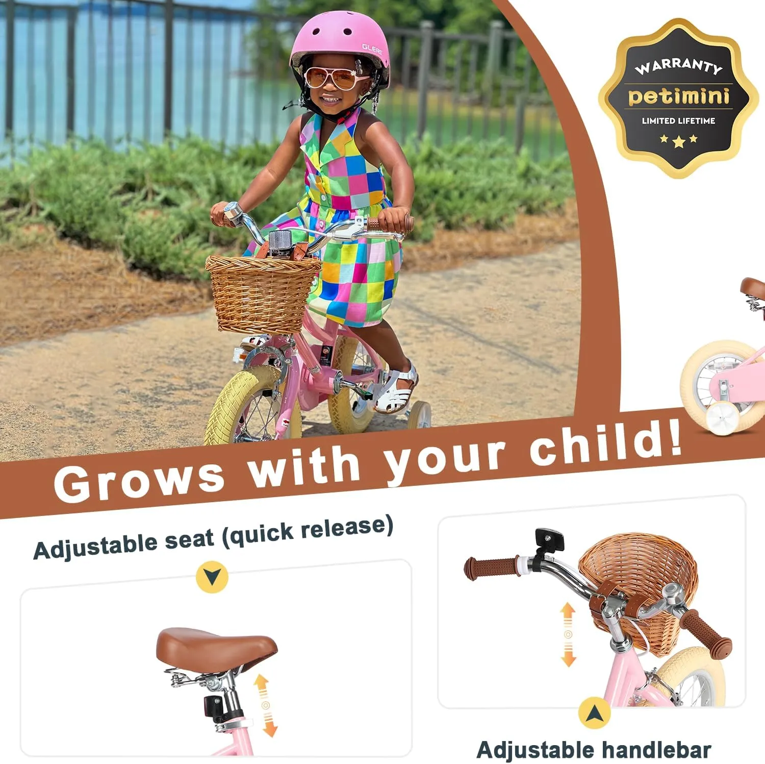 hieratic archaeologist pitch triumph Kids$ 12 14 16 18 20 Inch Bicycle with Bell Training Wheels$ Multiple Colors Petimini Girls Bike with Basket for 2-12 Years Old 