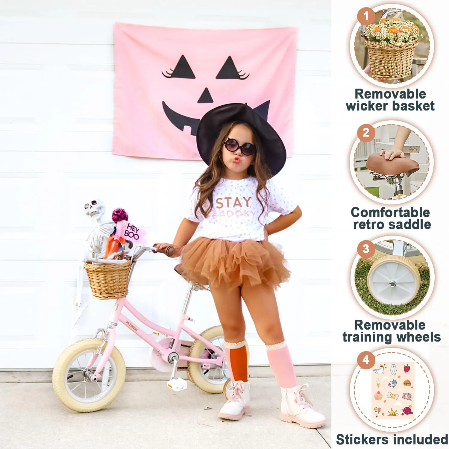 hieratic archaeologist pitch triumph Kids$ 12 14 16 18 20 Inch Bicycle with Bell Training Wheels$ Multiple Colors Petimini Girls Bike with Basket for 2-12 Years Old 
