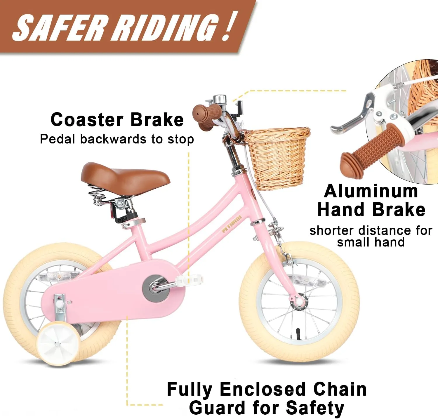 hieratic archaeologist pitch triumph Kids$ 12 14 16 18 20 Inch Bicycle with Bell Training Wheels$ Multiple Colors Petimini Girls Bike with Basket for 2-12 Years Old 