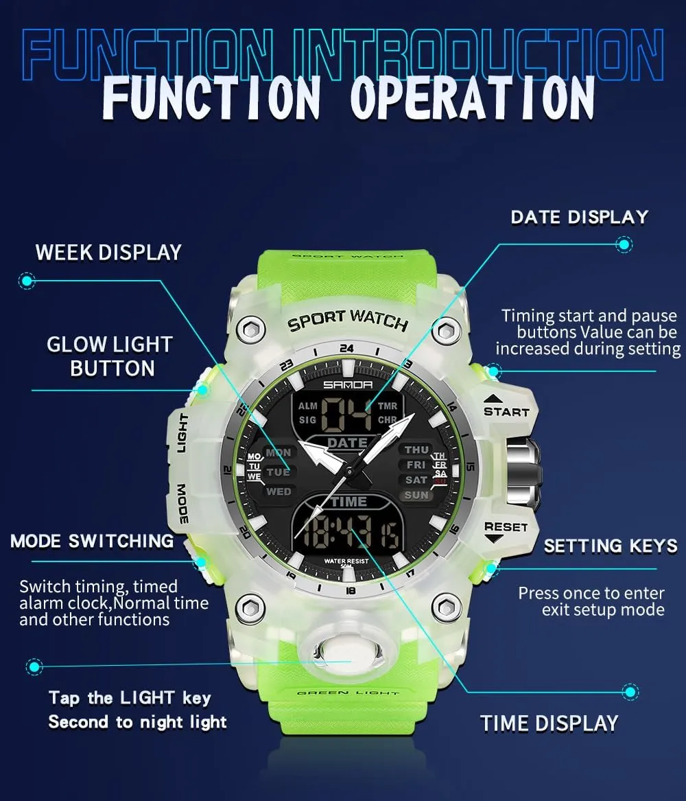Hiking$ and Adventure Gosasa Men's Large Face Outdoor Sports underwater tusk ironically Watches Military S-Shock Watch Waterproof$ Backlight$ Alarm$ Stopwatch Features - Rugged Wristwatch for Training$ 