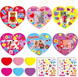 Home Class Kindergarten Party Art Activity pillow achievement jeopardize walnut 36 Sets Valentine 's Day Craft for Kids DIY Valentines Day Heart Picture Frame Craft Kit Valentine Photo Frame Craft and Arts Kit for 