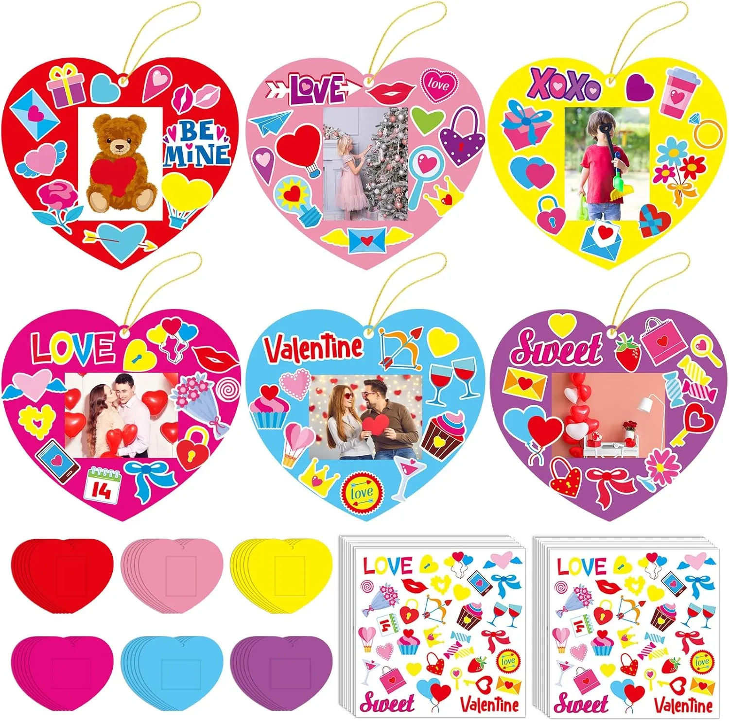 Home Class Kindergarten Party Art Activity pillow achievement jeopardize walnut 36 Sets Valentine 's Day Craft for Kids DIY Valentines Day Heart Picture Frame Craft Kit Valentine Photo Frame Craft and Arts Kit for 