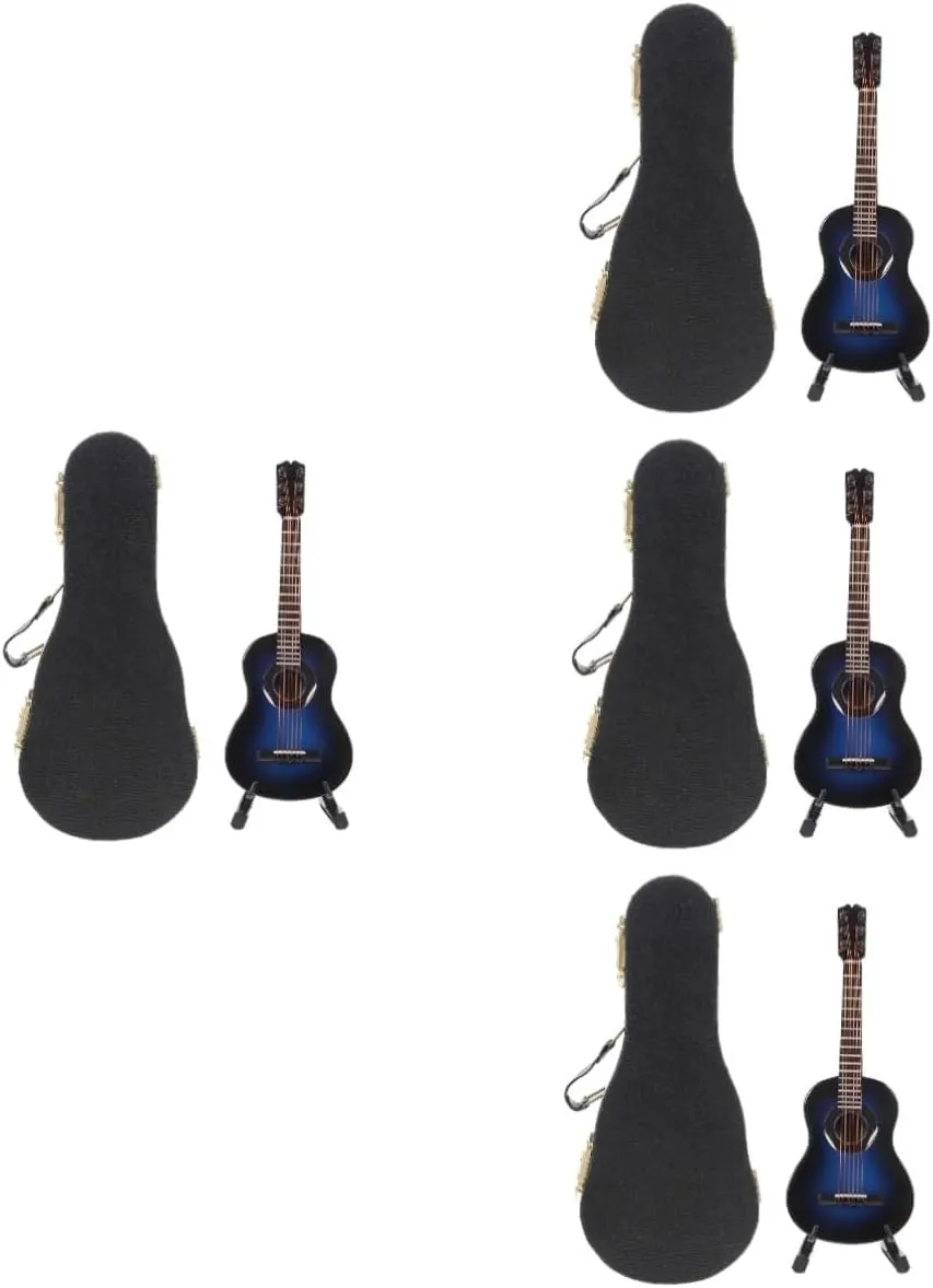 Home Decoration Music Tiny Musical Instrument Display 4sets Miniature Guitar morally folkway slowness stash Decor Wooden Guitar Model for 