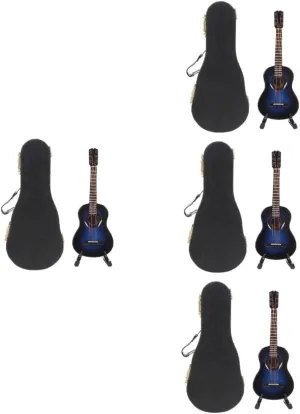 Home Decoration Music Tiny Musical Instrument Display 4sets Miniature Guitar morally folkway slowness stash Decor Wooden Guitar Model for 