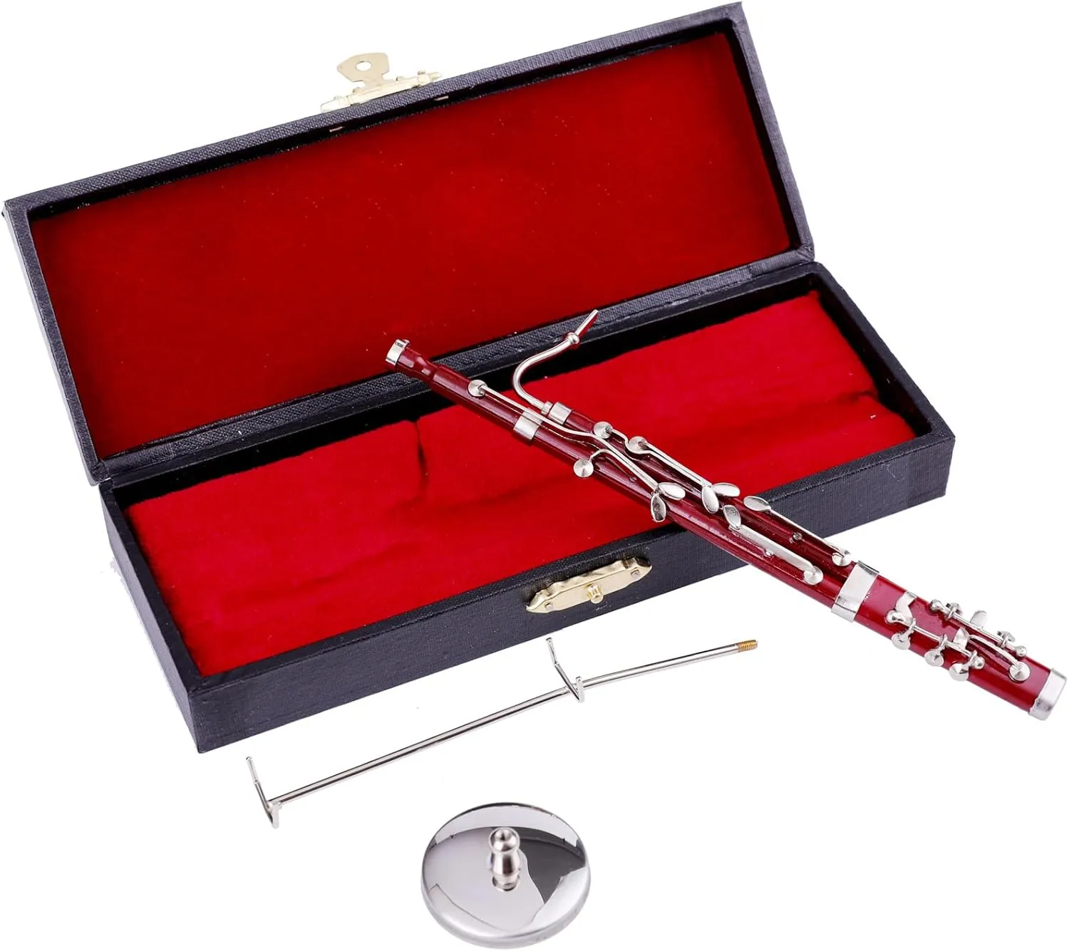 Home Decorations Display Ornaments zoo plate romanize braid pine (5.98" Bassoon) Miniature Bassoon with Stand and Case Mini Musical Instrument Replica Collectible Figurines Dollhouse Accessories Model 