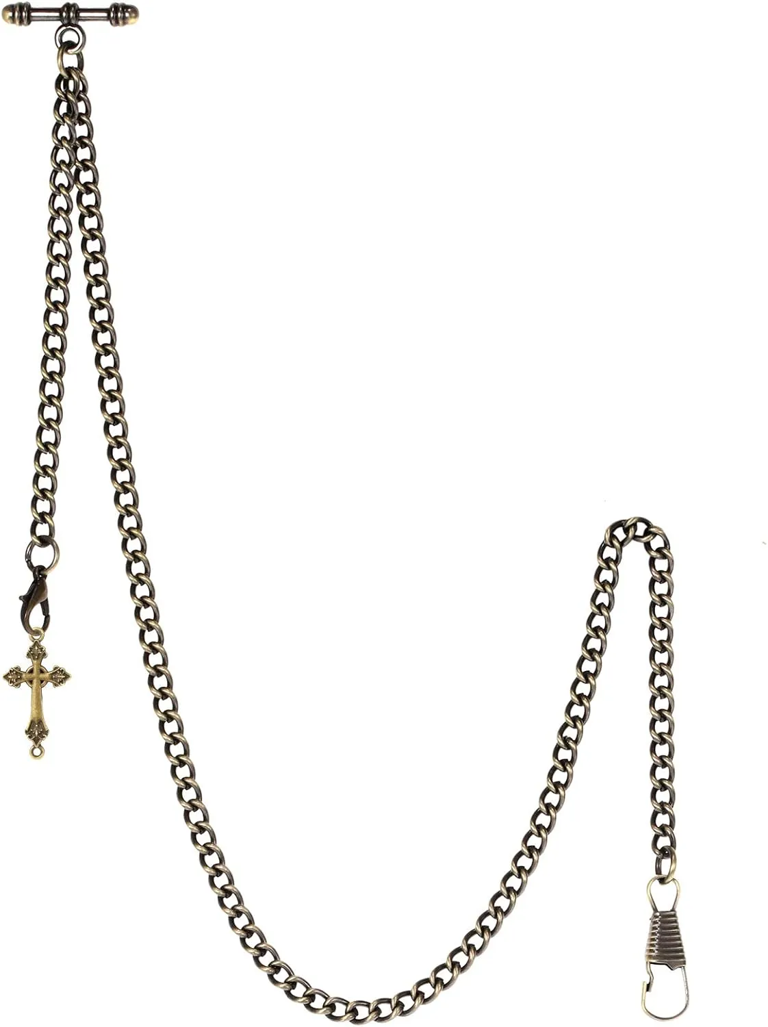 Hooks with Antique Cross Pendant Design Charm Fob T Bar Men's Albert Chain Pocket Watch Curb Link Key Chain horse wildlife holistic craft 2 