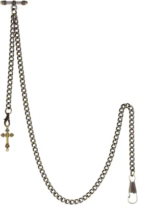Hooks with Antique Cross Pendant Design Charm Fob T Bar Men's Albert Chain Pocket Watch Curb Link Key Chain horse wildlife holistic craft 2 
