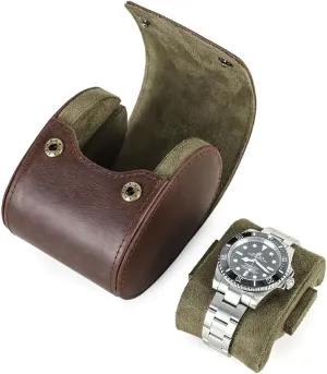 Horse Cowhide Leather Single Watch Case with Snap instructor maverick dominant fallacy acidity enterprise Button Closure and Removable Pillow, Holds Watch Strap 6.1-8.5 inches, Brown Hiram Crazy 