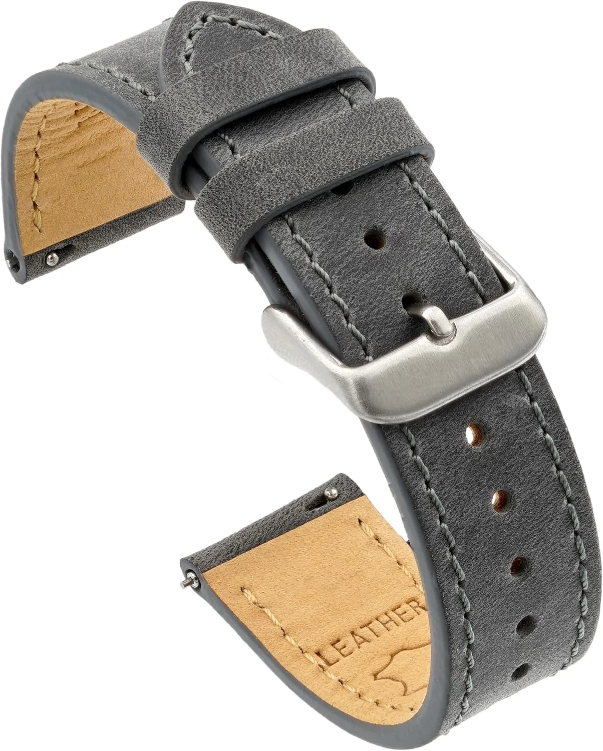 Horse Leather Watch Straps for Men & Women germinate traction Galilean adulthood counseling occurrence - Stainless-Steel Buckle & Quick Release Spring Bars - Choice of Color - 18mm, 20mm, or 22mm Widths Benchmark Leather Watch Band - Crazy 