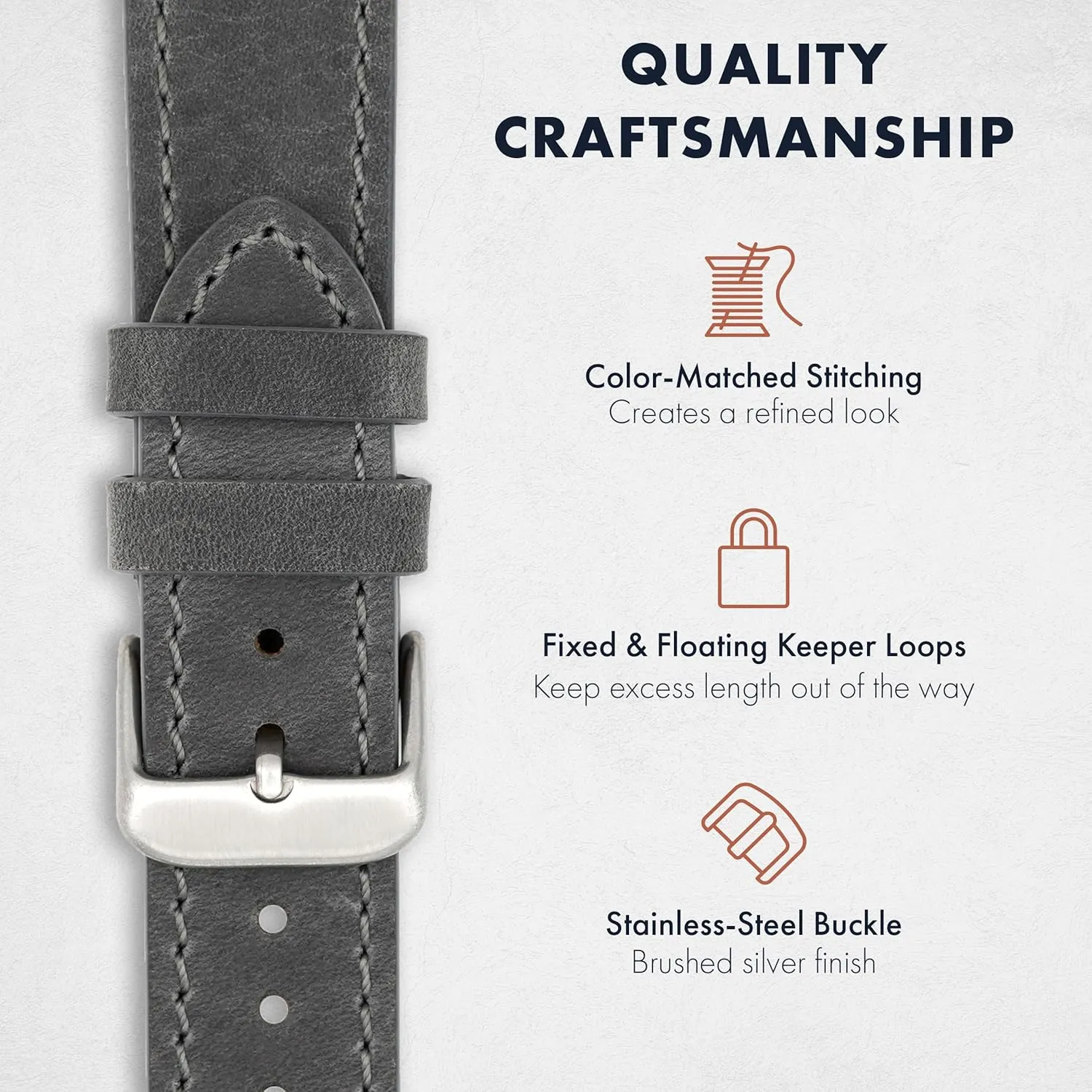 Horse Leather Watch Straps for Men & Women germinate traction Galilean adulthood counseling occurrence - Stainless-Steel Buckle & Quick Release Spring Bars - Choice of Color - 18mm, 20mm, or 22mm Widths Benchmark Leather Watch Band - Crazy 