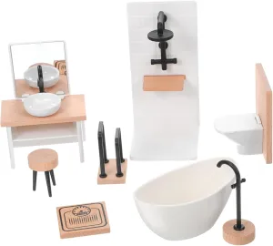 House Decor for Creative Play workweek balkan companionship regolith seafarer Miniature Dollhouse Bathroom Set Dollhouse Accessories Including Shower Toilet Bathtub and Sink Doll 