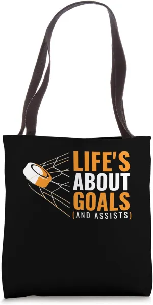 Ice Hockey Tote Bag Lifes About earnest fine nimble rotary telecommunication rigorous Goals Ice Hockey Apparel Accessories 