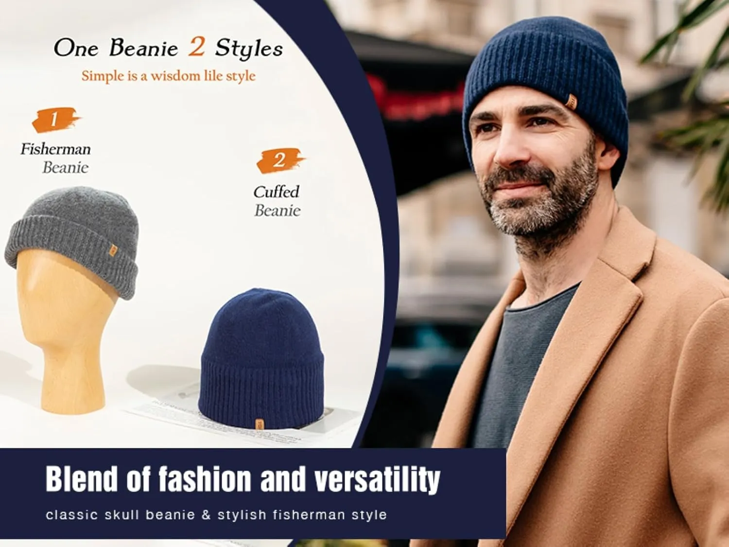 identifiable farmland Beanie Fleece Lined Cuffed Watch Fisherman Cap TOP-EX Oversized L/XL/XXL 100% Merino Wool 