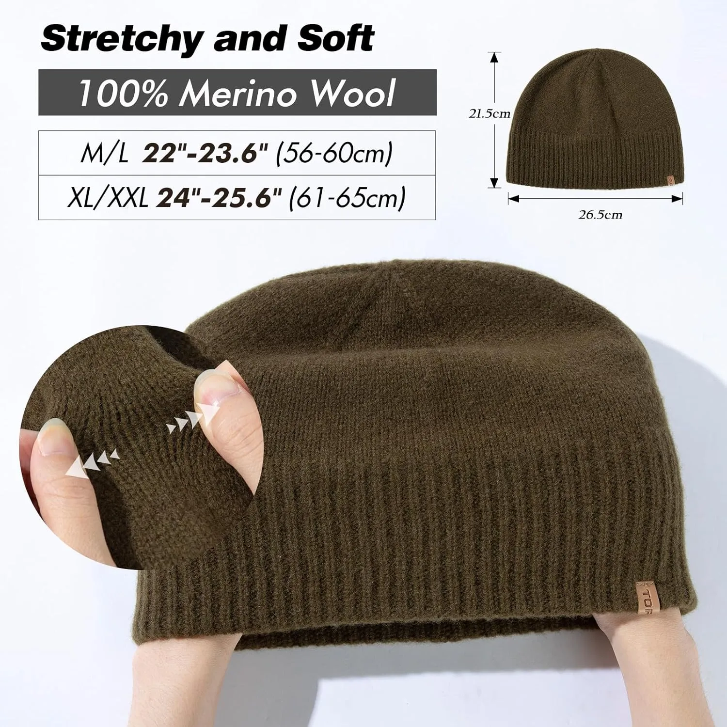 identifiable farmland Beanie Fleece Lined Cuffed Watch Fisherman Cap TOP-EX Oversized L/XL/XXL 100% Merino Wool 