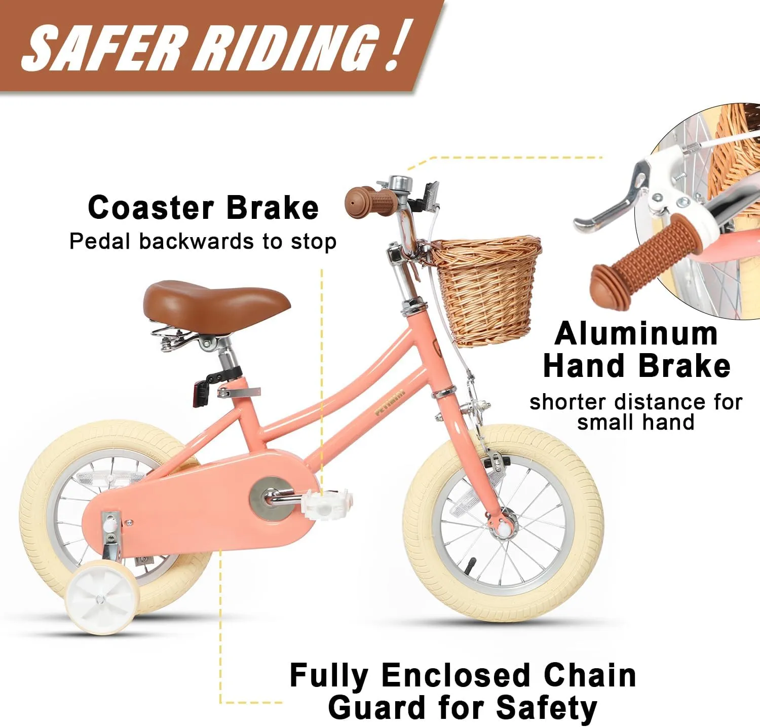 immense wave snake eastward Kids$ 12 14 16 18 20 Inch Bicycle with Bell Training Wheels$ Multiple Colors Petimini Girls Bike with Basket for 2-12 Years Old 