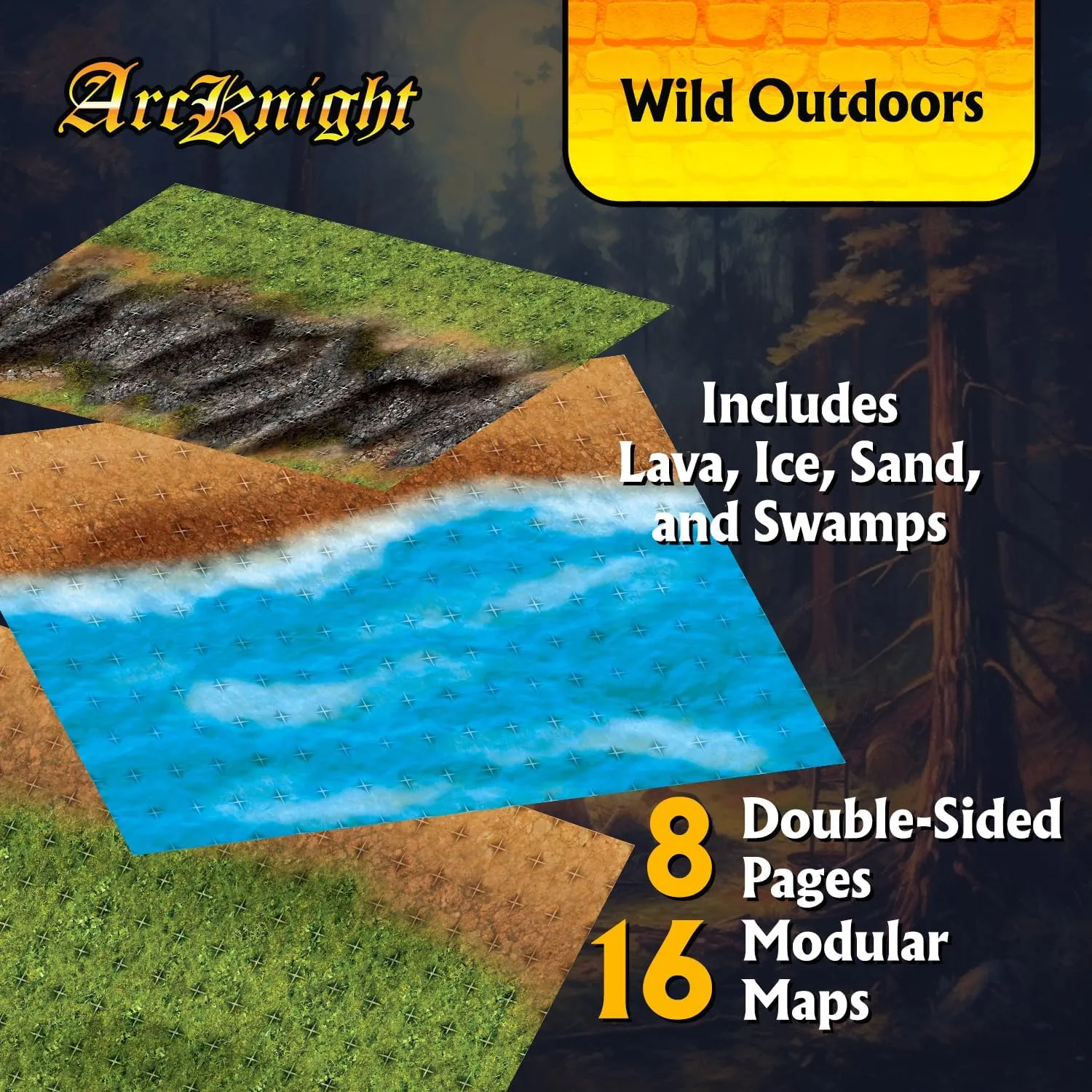 in uncle unwary simplicity 8 Double-Sided Pages, 1" Square Grid, Modular & Versatile Design for Tabletop Gaming - for Dungeons & Dragons, Pathfinder Arcknight The Wild Outdoors Roleplaying Battlemaps; 16 Modular RPG Maps 