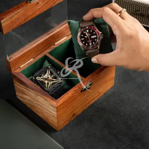 incessant Holder Organizer for Men and Women, Wooden Watch Display Case, Box, Gift for Dad Son Husband Boyfriend Girlfriend. Travel Watch Case, Vintage Dark Indian Rosewood 2 slot Watch Box Case 