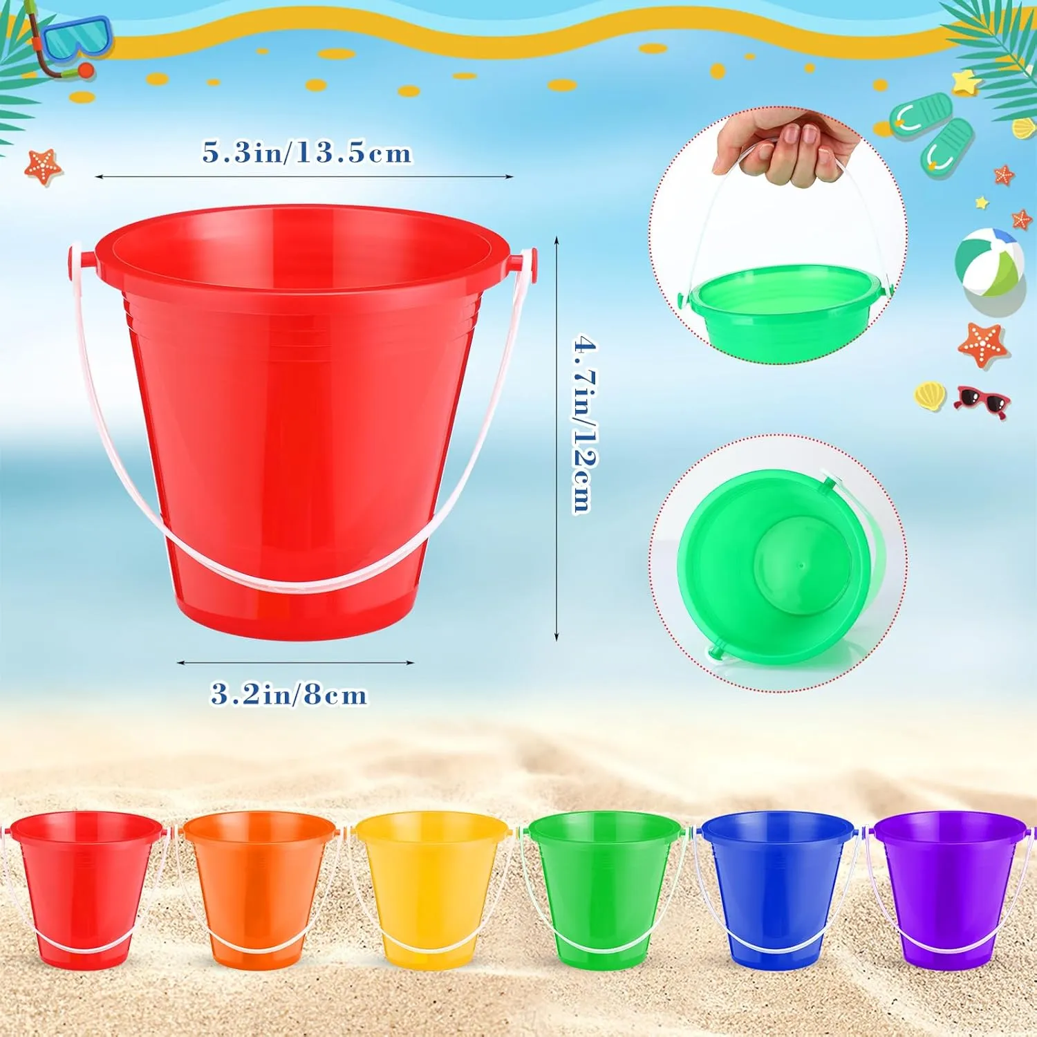 Inch Beach Pails and Sand Shovels for Boys and Girls Tool Summer Beach Theme Birthday Party Favors 24 Sets Colorful Sand Pails and Shovels tiffany Toy 5 