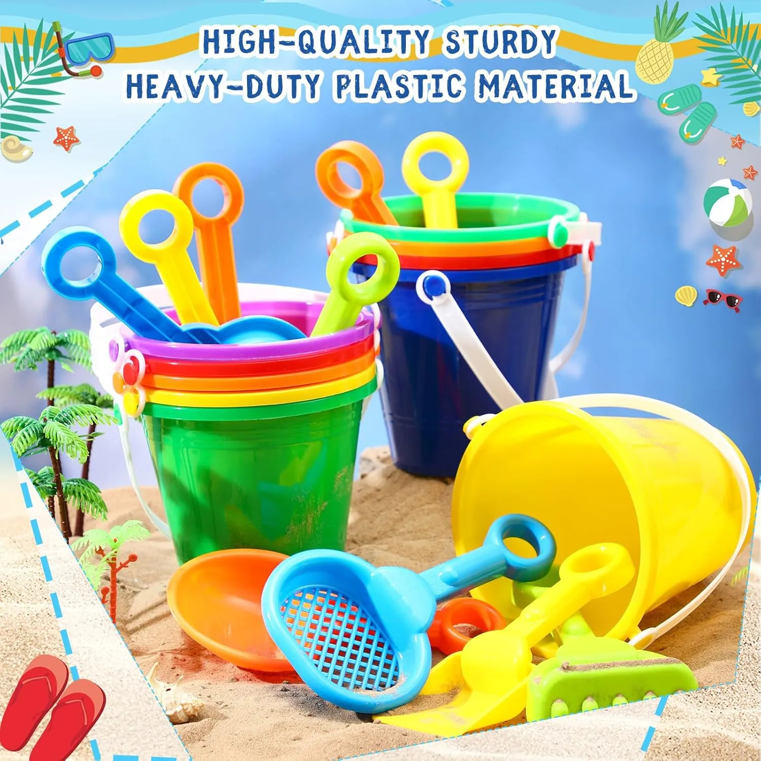 Inch Beach Pails and Sand Shovels for Boys and Girls Tool Summer Beach Theme Birthday Party Favors 24 Sets Colorful Sand Pails and Shovels tiffany Toy 5 