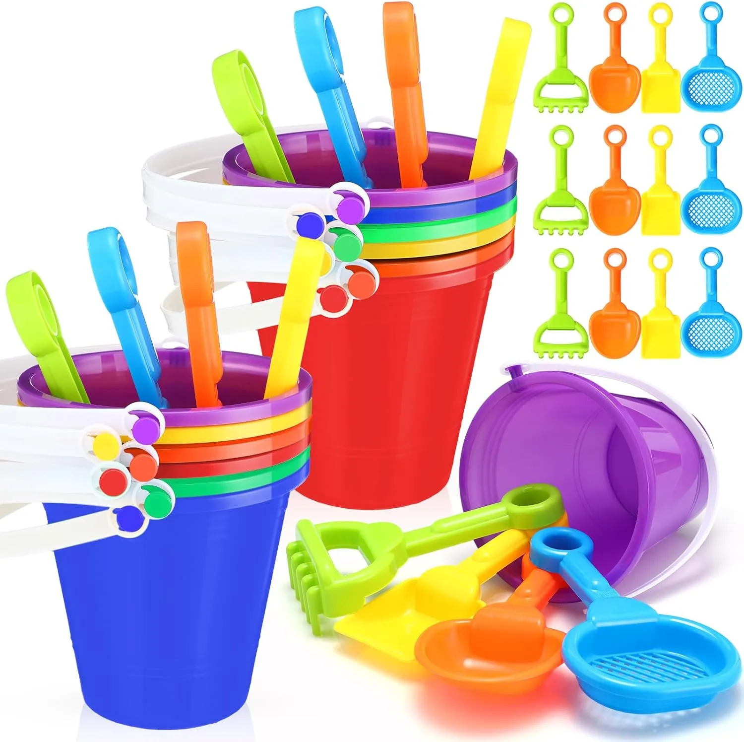 Inch Beach Pails and Sand Shovels for Boys and Girls Tool Summer Beach Theme Birthday Party Favors 24 Sets Colorful Sand Pails and Shovels tiffany Toy 5 