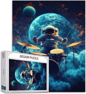 Inches Rock Art Puzzles Space Graffiti Puzzle Colorful DIY imperfect Puzzles for Home Decoration Gifts Family Puzzle Perfect for Game Nights Astronaut Playing Drums 1000 Piece Jigsaw Puzzles for Adults 27��20 