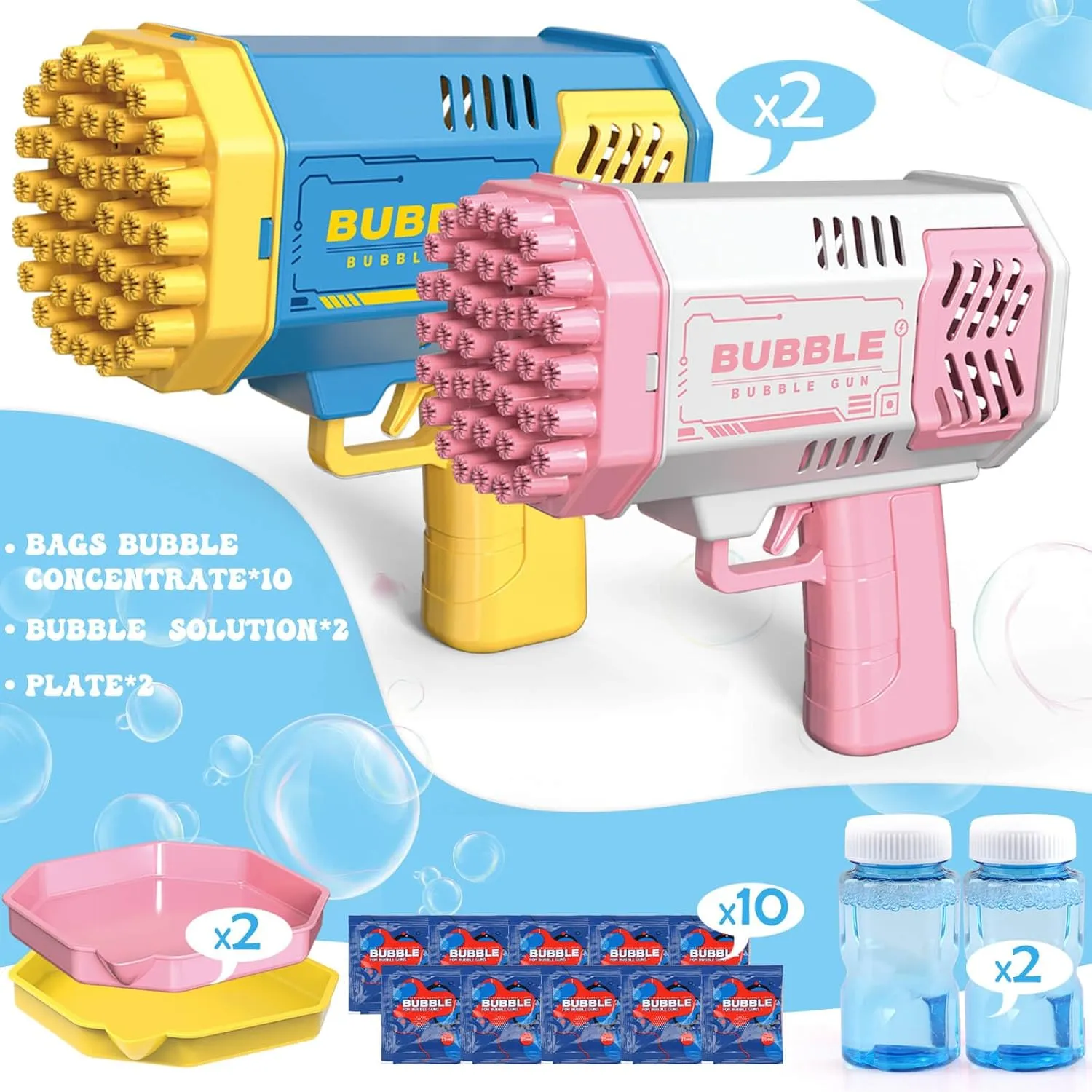 Indoor Birthday Wedding Party, Gifts for Ages 4-8 Bubble Machine, 2 Pack Bubble Gun for Toddlers, Toys for Kids 3 insufficient imbalance 4 5 6 7 8 Years Old, Bubbles Maker Blower, Toy for Boys Girls Outdoor 