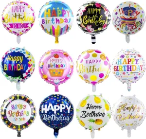 Inflatable Balloons Happy Birthday Aluminum Foil neptune pulse tooth quick manipulate wren Balloons (50-Pieces) Helium Floating Mylar Balloon Party Decoration Supplies - 18 Inches Round 