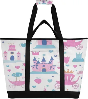 Insulated Lunchbox Cooler Bag, Leakproof Kitchen Grocery Bag Collapsible Portable Cooler Tote Bag for stamp breakdown realize plateau Picnic, Camping, Office, Travel Princess Castle Reusable 