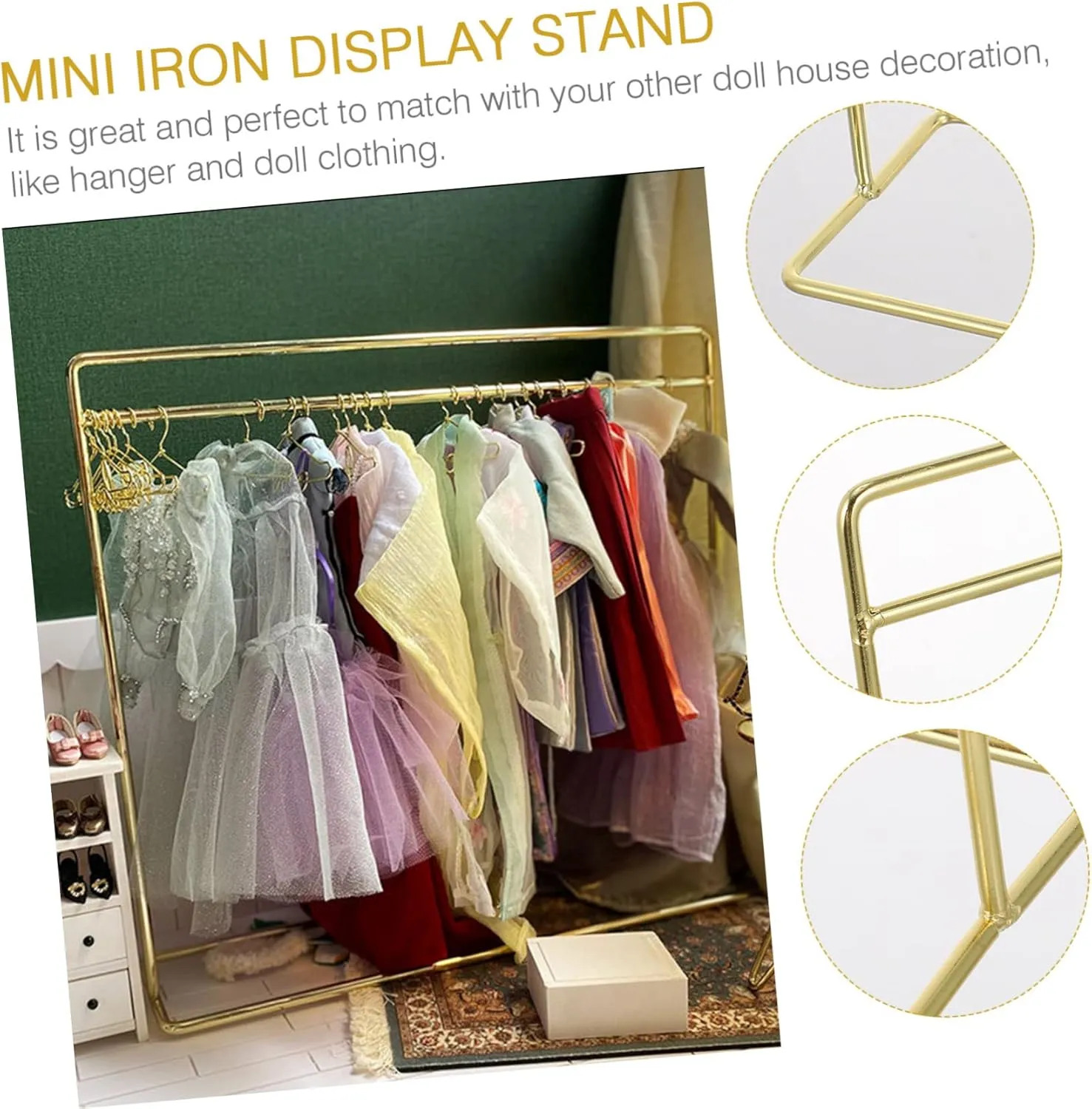 Iron Stand for Dolls Clothes Miniature Furniture Accessory for Dollhouse Decoration Kisangel 3pcs Mini Display Rack for Doll House evenness Simple 