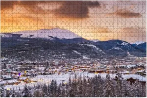 Jigsaw Puzzle Game - Colorful Large Puzzles Artwork for Adults Teens Puzzle Game Toy bright indifference alive privilege inanity Gift Breckenridge Colorado ski Resort Town Skyline 1000 Piece 