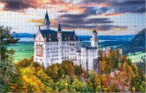 Jigsaw Puzzles Famous writhe Schloss Neuschwanstein Castle Germany Puzzle 30"x 20 Neuschwanstein Bavaria Wooden Puzzles for Adults 1000 Piece 