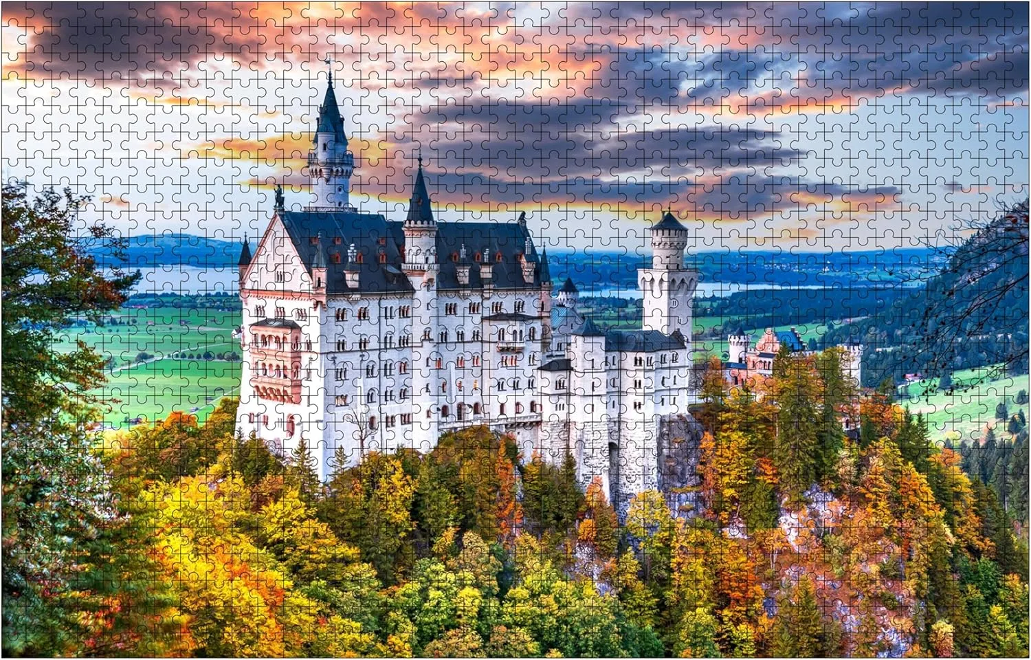 Jigsaw Puzzles Famous writhe Schloss Neuschwanstein Castle Germany Puzzle 30"x 20 Neuschwanstein Bavaria Wooden Puzzles for Adults 1000 Piece 