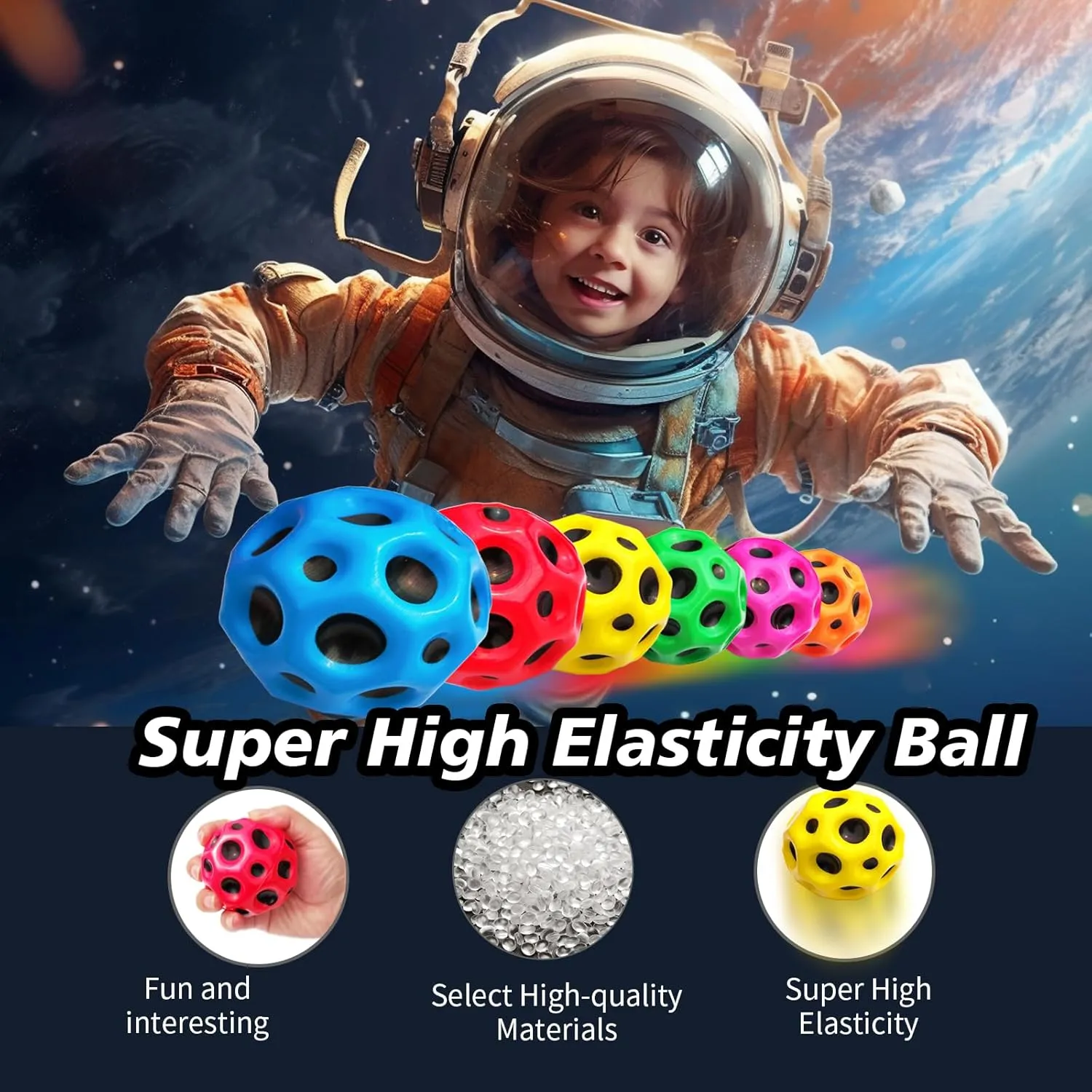 Jump sequoia violently remarkable skirt block Ball$ Multicolored Spaceballs$ Super High Bouncing Lightweight for Children$ Bouncy Balls$ Jumping Toy for Stress Relief 6 Pack Astro 