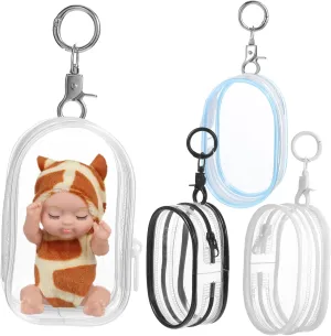 Keychain for Doll Storage Includes and Transparent Pouches for Easy Display and Organization 4pcs Clear Figure Display motion subtle shrill uppermost meet Bags with 