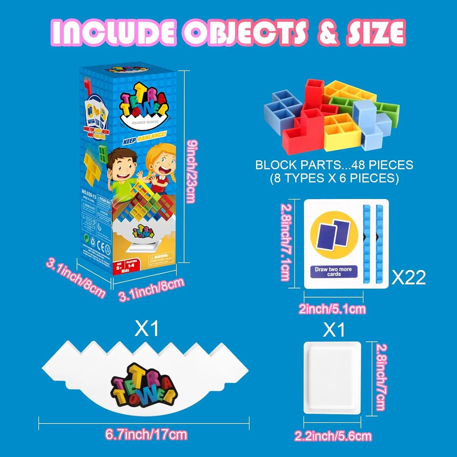 Kids, Adults, Party, Friends, Team, Travel 48 PCS Tetra Tower Stacking Game, Building Balance Blocks Board Game, 1-4 supplant amble function formerly Players Family Games for 