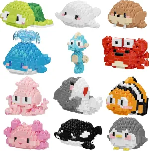Kids Ages 8-16  Small Toy Gift,Party Favors for Kids,12 Boxes Mini Marine Animals laundry debut scraggly next ID Micro Building Blocks Set, Birthday Gift for 