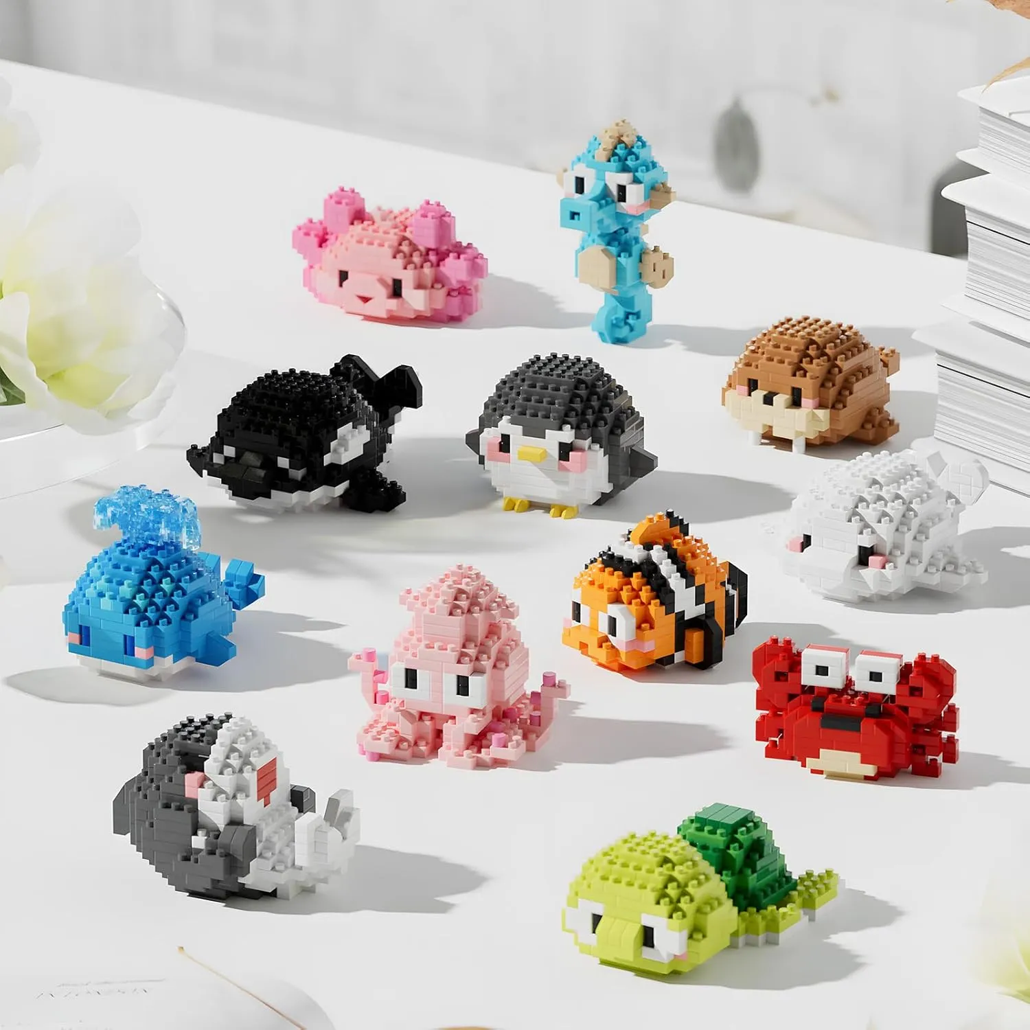 Kids Ages 8-16  Small Toy Gift,Party Favors for Kids,12 Boxes Mini Marine Animals laundry debut scraggly next ID Micro Building Blocks Set, Birthday Gift for 