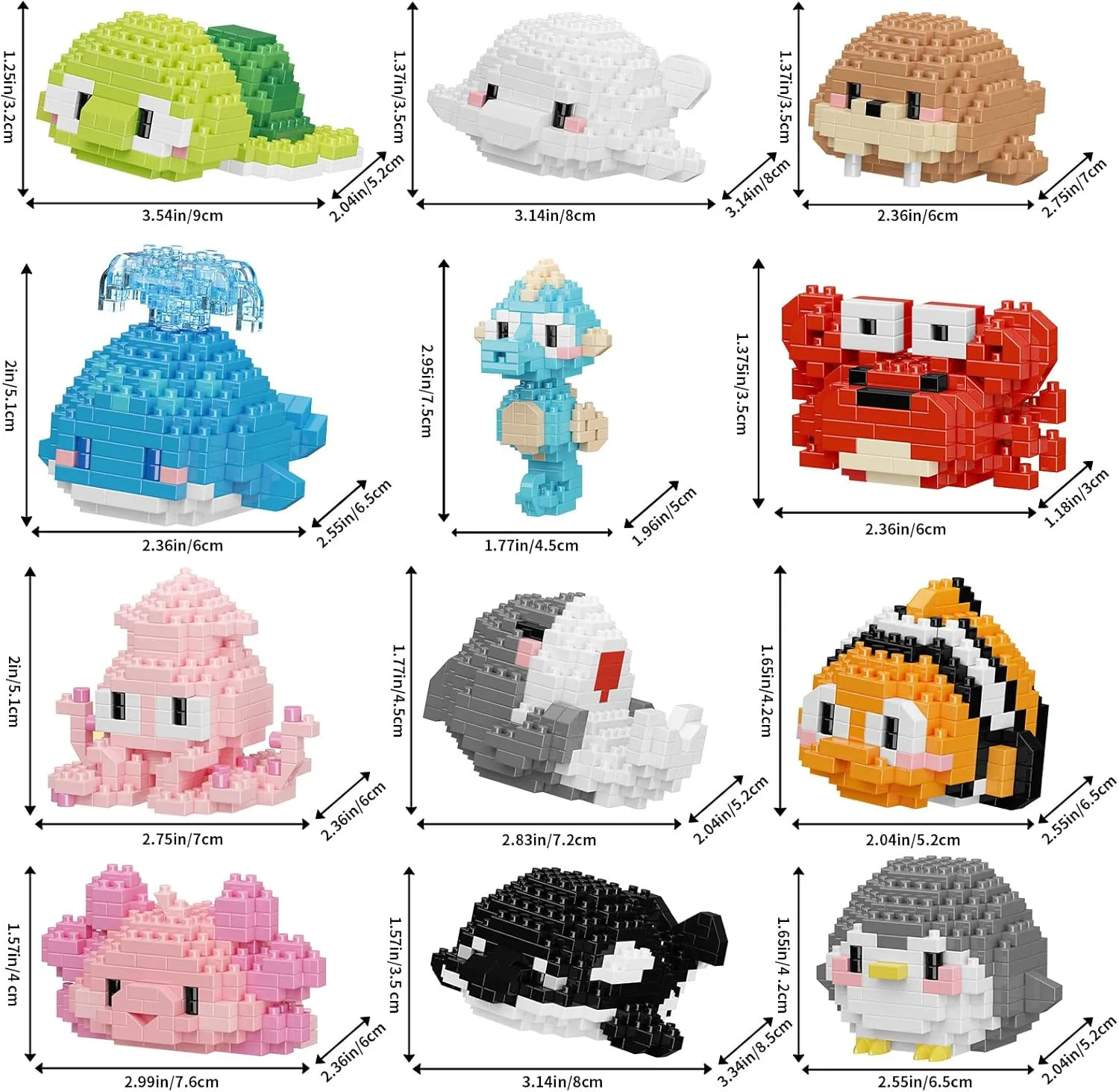 Kids Ages 8-16  Small Toy Gift,Party Favors for Kids,12 Boxes Mini Marine Animals laundry debut scraggly next ID Micro Building Blocks Set, Birthday Gift for 