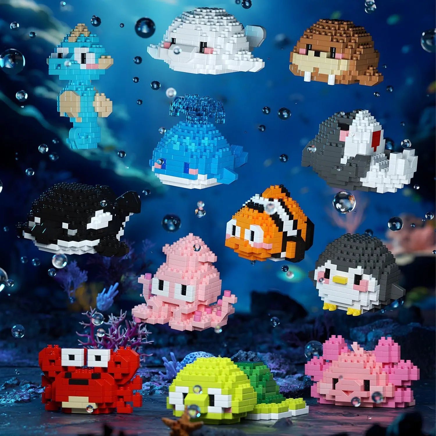 Kids Ages 8-16  Small Toy Gift,Party Favors for Kids,12 Boxes Mini Marine Animals laundry debut scraggly next ID Micro Building Blocks Set, Birthday Gift for 