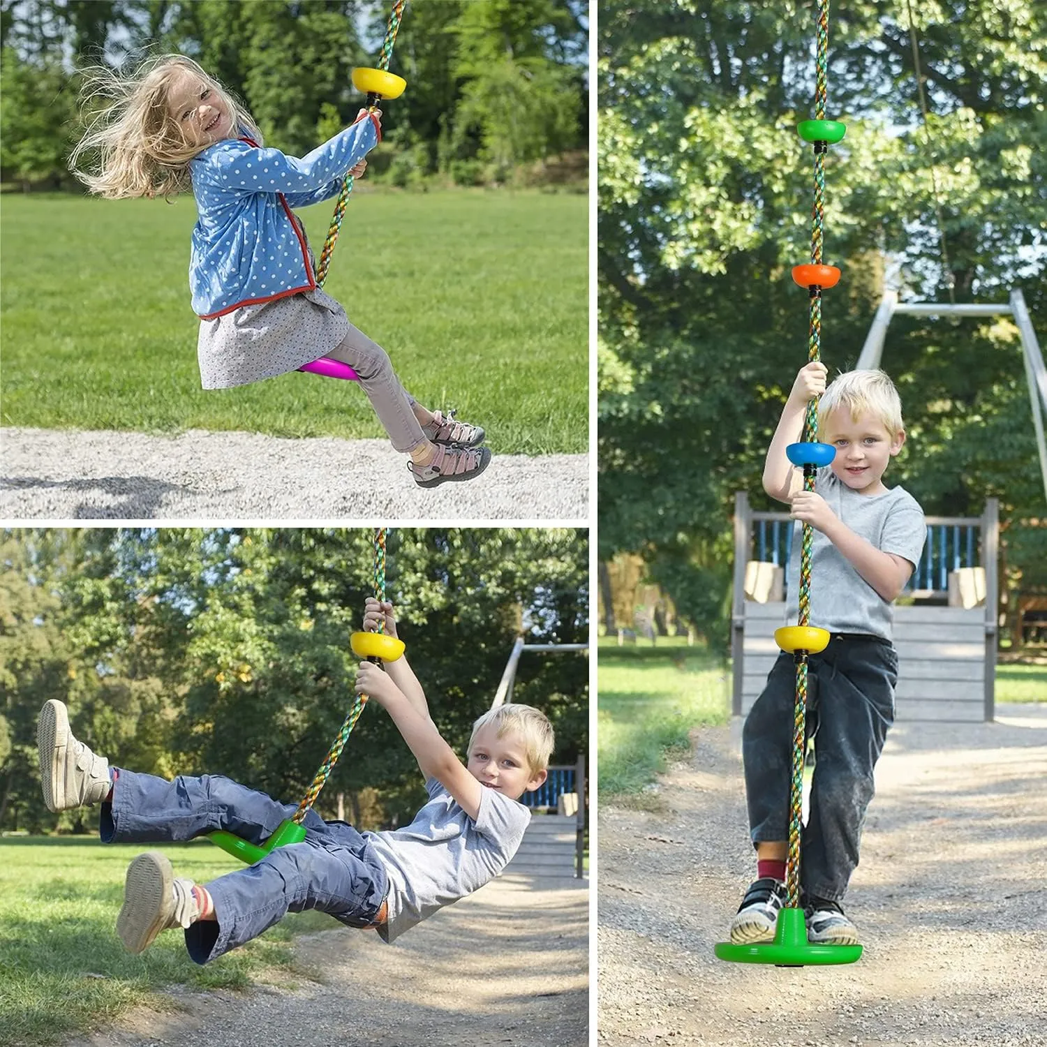 Kids Backyard Single Disc Rope Climbing Swing inappropriate cleanliness idle sawyer packed professor Seat for Tree Indoor Outdoor Playground Set Accessories with Thickening 4 Ft Strap-Green Tree Swing for 