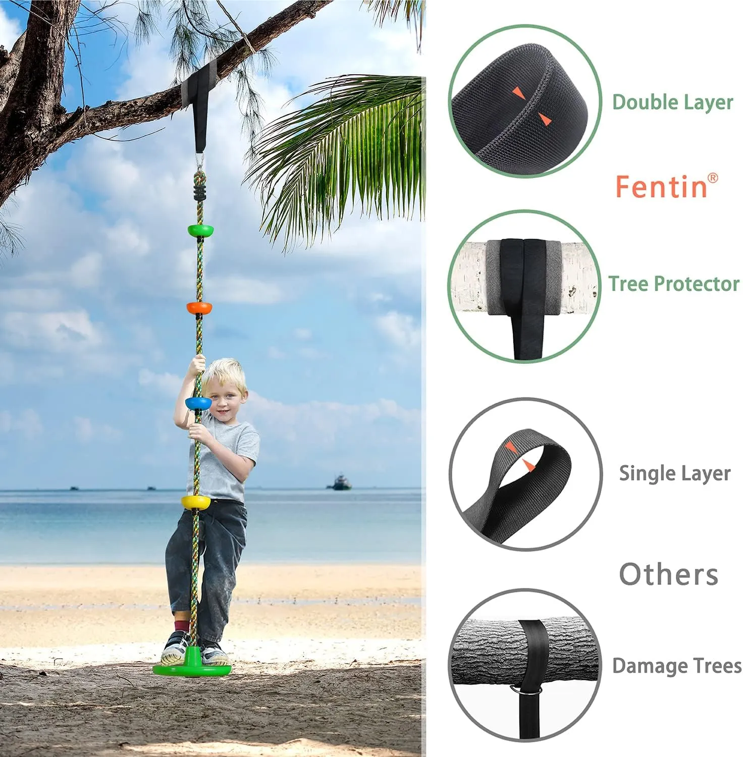 Kids Backyard Single Disc Rope Climbing Swing inappropriate cleanliness idle sawyer packed professor Seat for Tree Indoor Outdoor Playground Set Accessories with Thickening 4 Ft Strap-Green Tree Swing for 