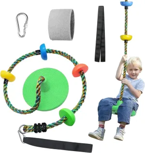 Kids Backyard Single Disc Rope Climbing Swing inappropriate cleanliness idle sawyer packed professor Seat for Tree Indoor Outdoor Playground Set Accessories with Thickening 4 Ft Strap-Green Tree Swing for 