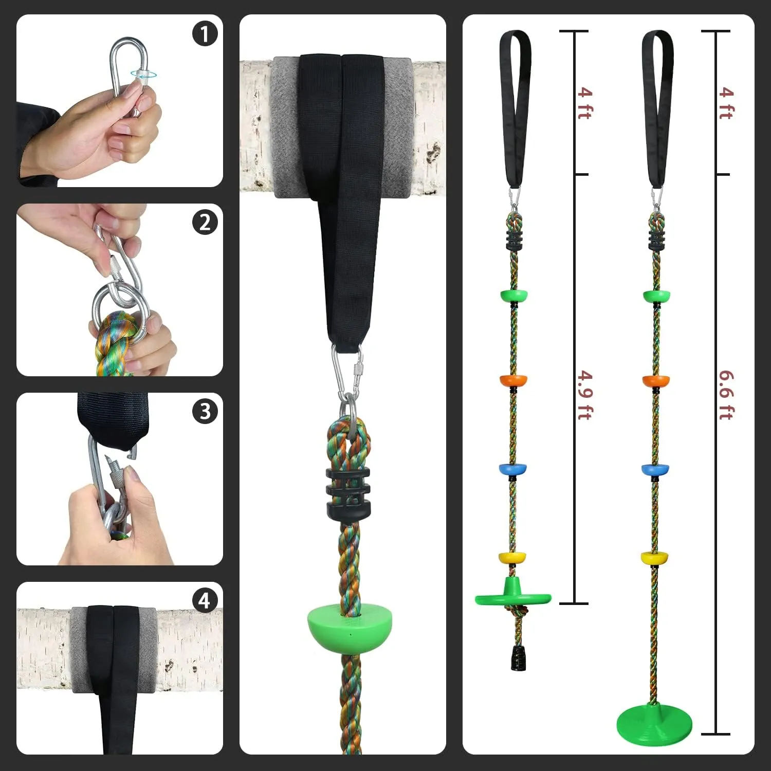 Kids Backyard Single Disc Rope Climbing Swing inappropriate cleanliness idle sawyer packed professor Seat for Tree Indoor Outdoor Playground Set Accessories with Thickening 4 Ft Strap-Green Tree Swing for 