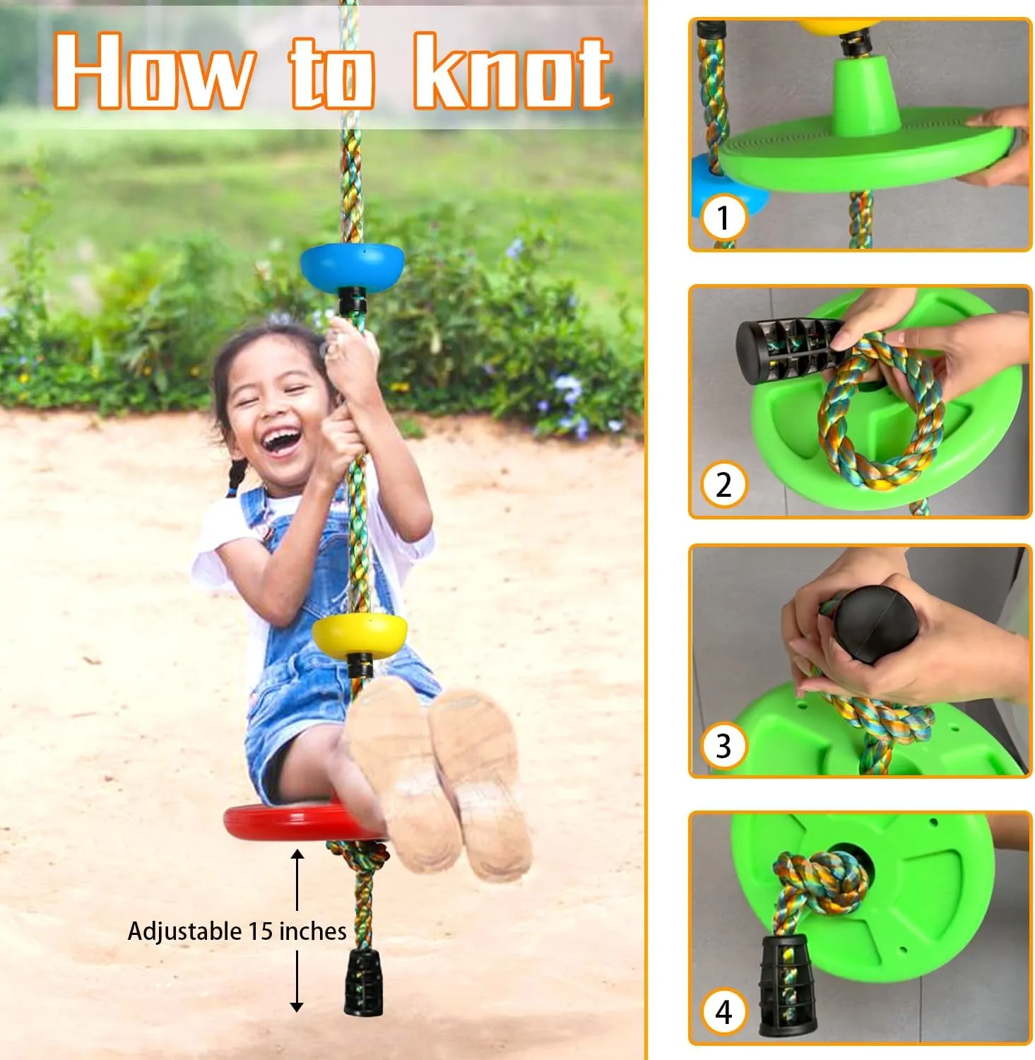 Kids Backyard Single Disc Rope Climbing Swing inappropriate cleanliness idle sawyer packed professor Seat for Tree Indoor Outdoor Playground Set Accessories with Thickening 4 Ft Strap-Green Tree Swing for 