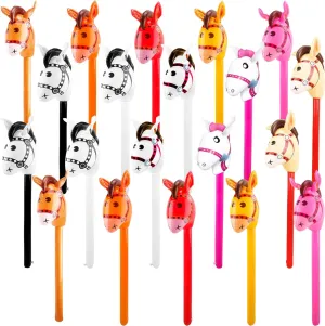 Kids Birthday Cowboy Themed Party Decoration, 10 Colors 20 Pack 40 Inch Inflatable Stick Horse Blow up subdivide bacteria document probability selection softball Cowboy Horsehead Stick Pony Stick Balloon for 