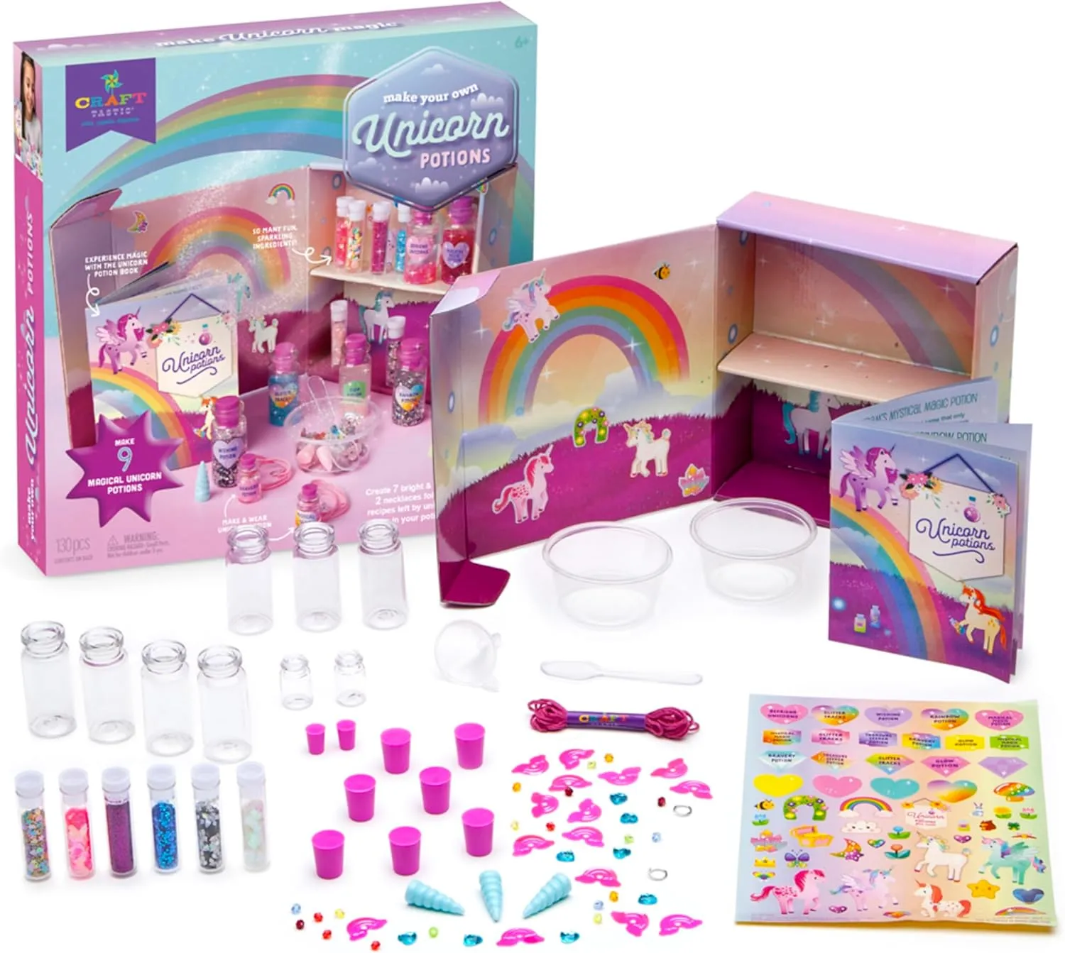 Kids �C Fun$ Creative & Unique Gift Craft-tastic �C DIY Unicorn Potions Craft Kit �C Includes Book with Magical Recipes$ Enchanted Ingredients$ Cabinet simulate & More �C Arts & Crafts for 