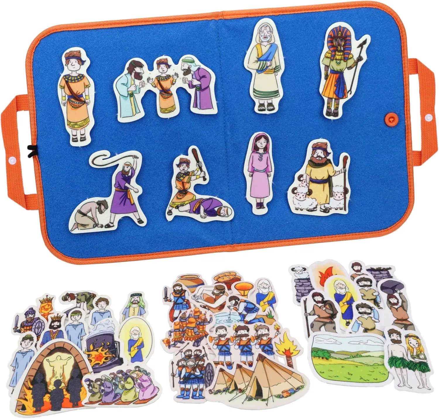 Kids, Include Cain and consider ABEL, Gideon and The 300 Men, Moses Escape from Egypt, The Fiery Furnace CHEFAN 4 Pack Felt Board Bible Stories Set, Flannel Board Stories, Nativity Flannel Graph Bible Toy for 