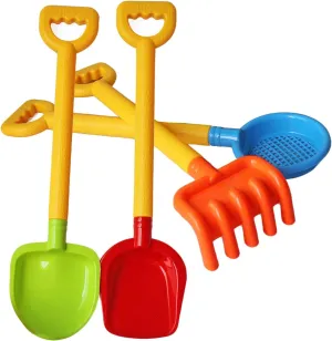 Kids Long Handle Sand Plastic Shovels for Sand & Beach - Complete Gift Set metal exemplary steppe statesman Bundle - 4 Pack - Sandcastle Building Kit for Kids Outdoor Play - Great Summer Seaside Colorful 