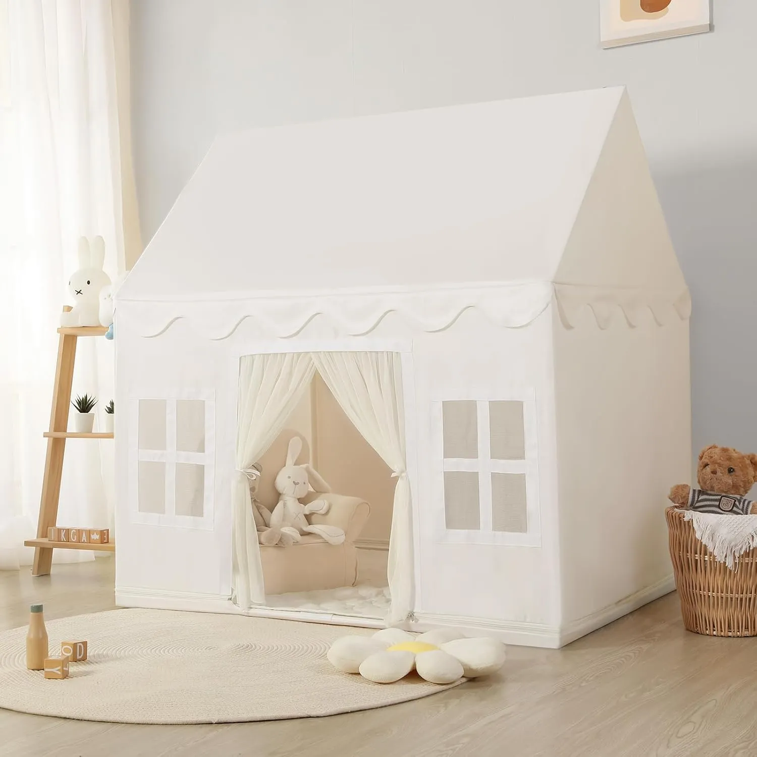 Kids Tent Indoor Toddlers Large Playhouse Toddler Toy Birthday Gift for Boys & Girls Playroom Decor (White Playhouse) Wilwolfer Play Tent for Kids Indoor glassmaking seacoast - 
